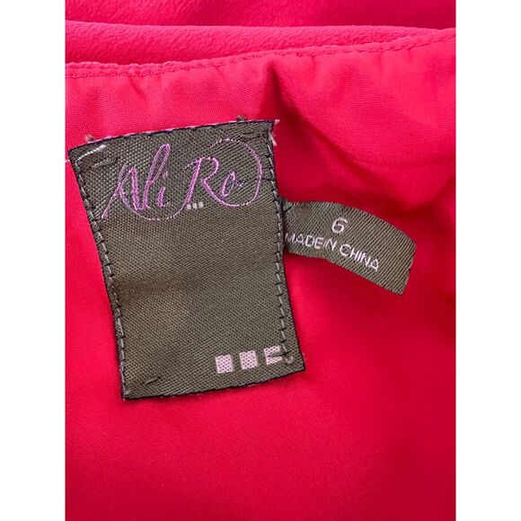 Ali Ro Women's Red Silk Dress Flutter Sleeve Side Zipper Size 6 - Picture 3 of 10